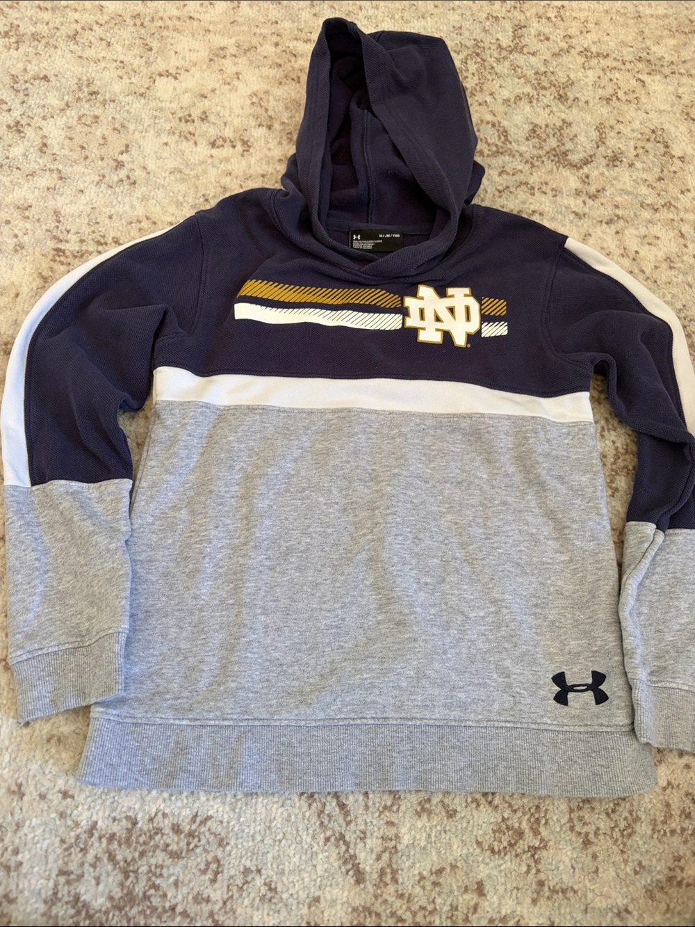 Under Armour Navy, Gray & White Notre Dame Pullover Hoodie